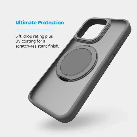 AT&T Essentials Magnetic Click Metal Rotatable Ring Kickstand Case - iPhone 15 Pro Max Compatible with Apple iPhone 15 Pro Max - Image 2