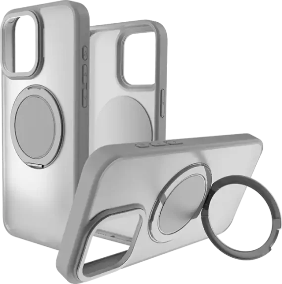 AT&T Essentials Magnetic Click Metal Rotatable Ring Kickstand Case - iPhone 15 Pro Max Compatible with Apple iPhone 15 Pro Max