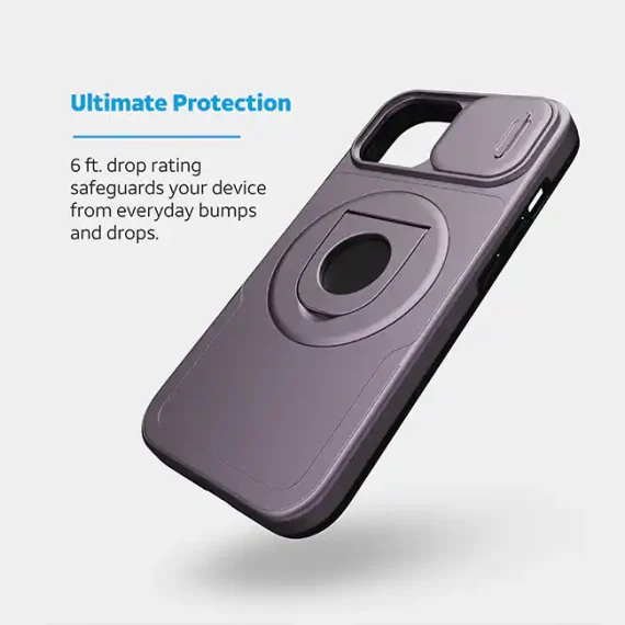 AT&T Essentials Magnetic Utility Case with Camera Cover and Kickstand + Finger Loop - iPhone 15 Compatible with Apple iPhone 15 - Image 2