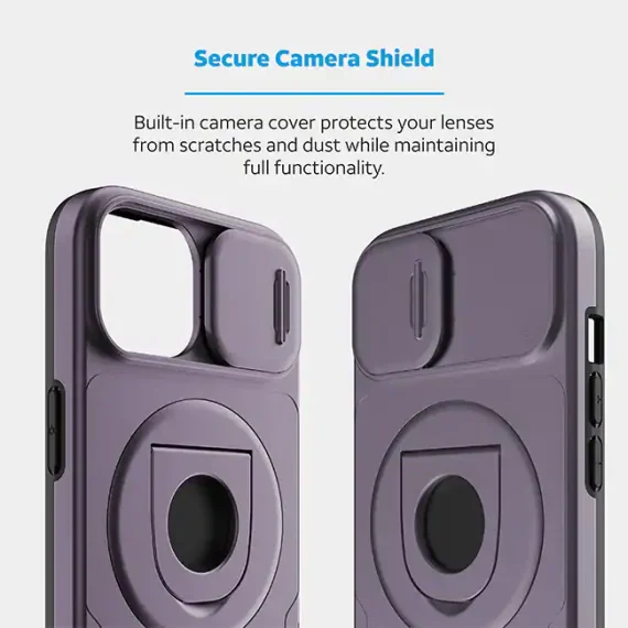 AT&T Essentials Magnetic Utility Case with Camera Cover and Kickstand + Finger Loop - iPhone 15 Compatible with Apple iPhone 15 - Image 3