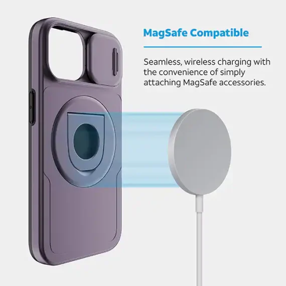 AT&T Essentials Magnetic Utility Case with Camera Cover and Kickstand + Finger Loop - iPhone 15 Compatible with Apple iPhone 15 - Image 5