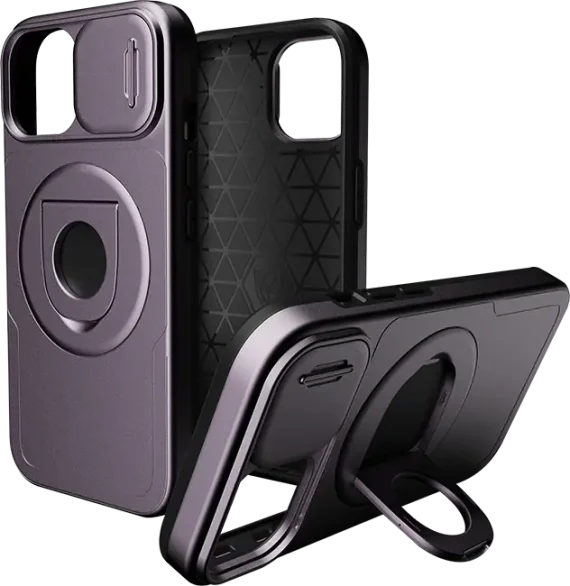 AT&T Essentials Magnetic Utility Case with Camera Cover and Kickstand + Finger Loop - iPhone 15 Compatible with Apple iPhone 15