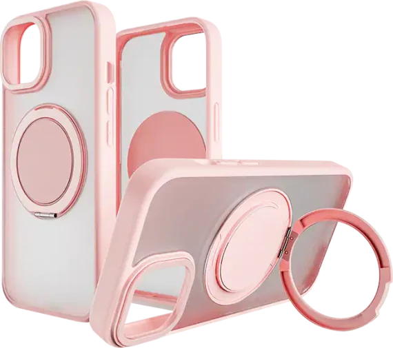 AT&T Essentials Magnetic Click Metal Rotatable Ring Kickstand Case - iPhone 15 Compatible with Apple iPhone 15