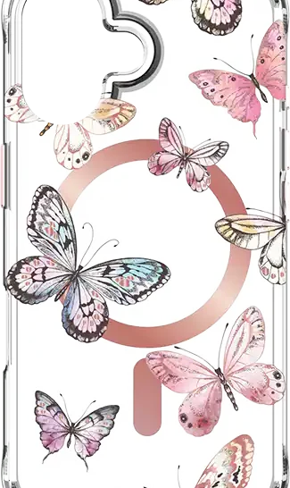 Karma by Body Glove Pink Butterflies with MagSafe Case - iPhone 16 Compatible with Apple iPhone 16