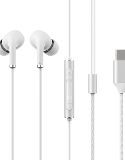 AT&T Essentials Corded Noise Isolating Silicone Earbuds USB-C