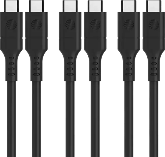 AT&T Essentials 6ft USB C to Type C 3 Pack Cable Bundle