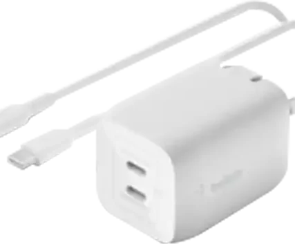 Belkin 65W Dual USB-C Power Delivery PPS Wall Charger + 2M USB-C Cable Bundle