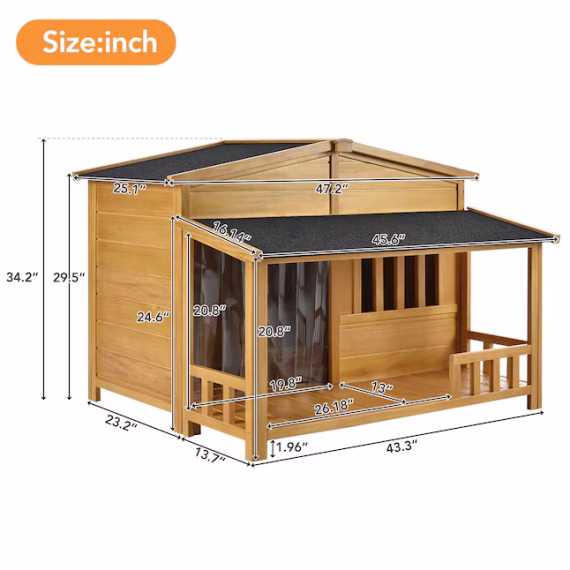 Forclover Wood Indoor/Outdoor Medium Dog House - Image 7