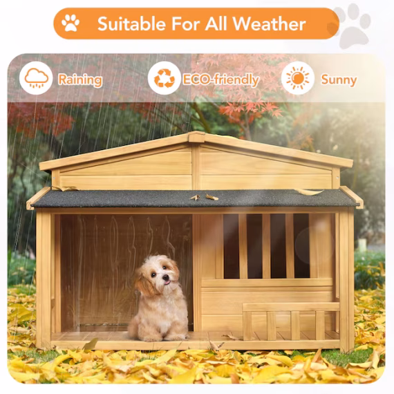 Forclover Wood Indoor/Outdoor Medium Dog House - Image 6