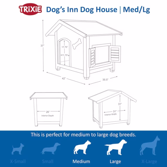 Trixie Pet Products Wood Outdoor Medium Dog House - Image 6